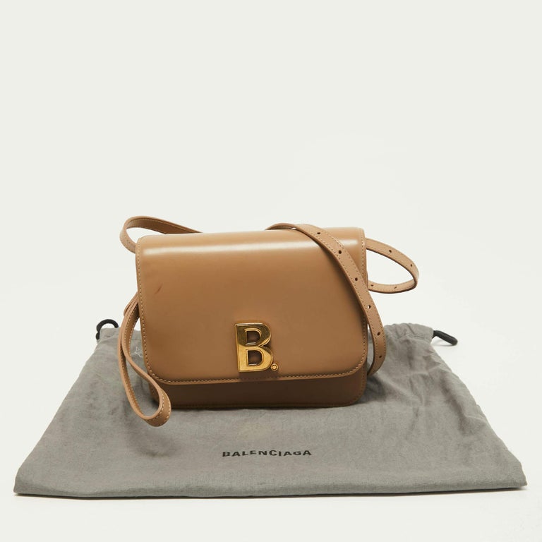 Balenciaga Beige Leather B Logo Crossbody Bag For Sale at 1stDibs