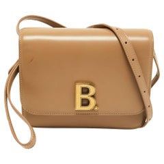 Balenciaga Beige Leather B Logo Crossbody Bag