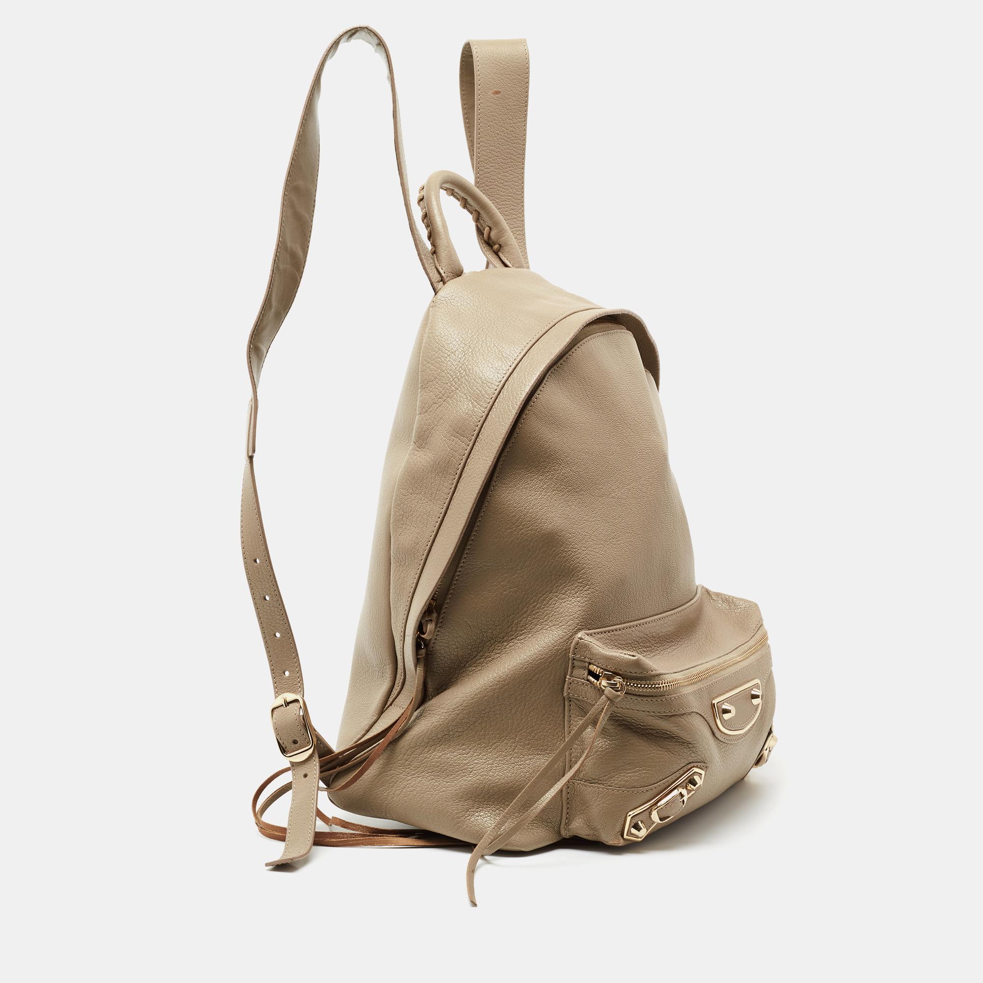 cream leather backpack