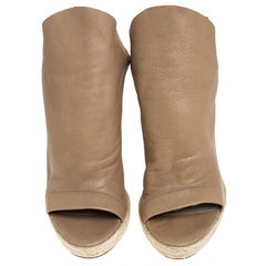 Balenciaga Beige Leather Espadrilles Wedges Platform Sandals Size 39