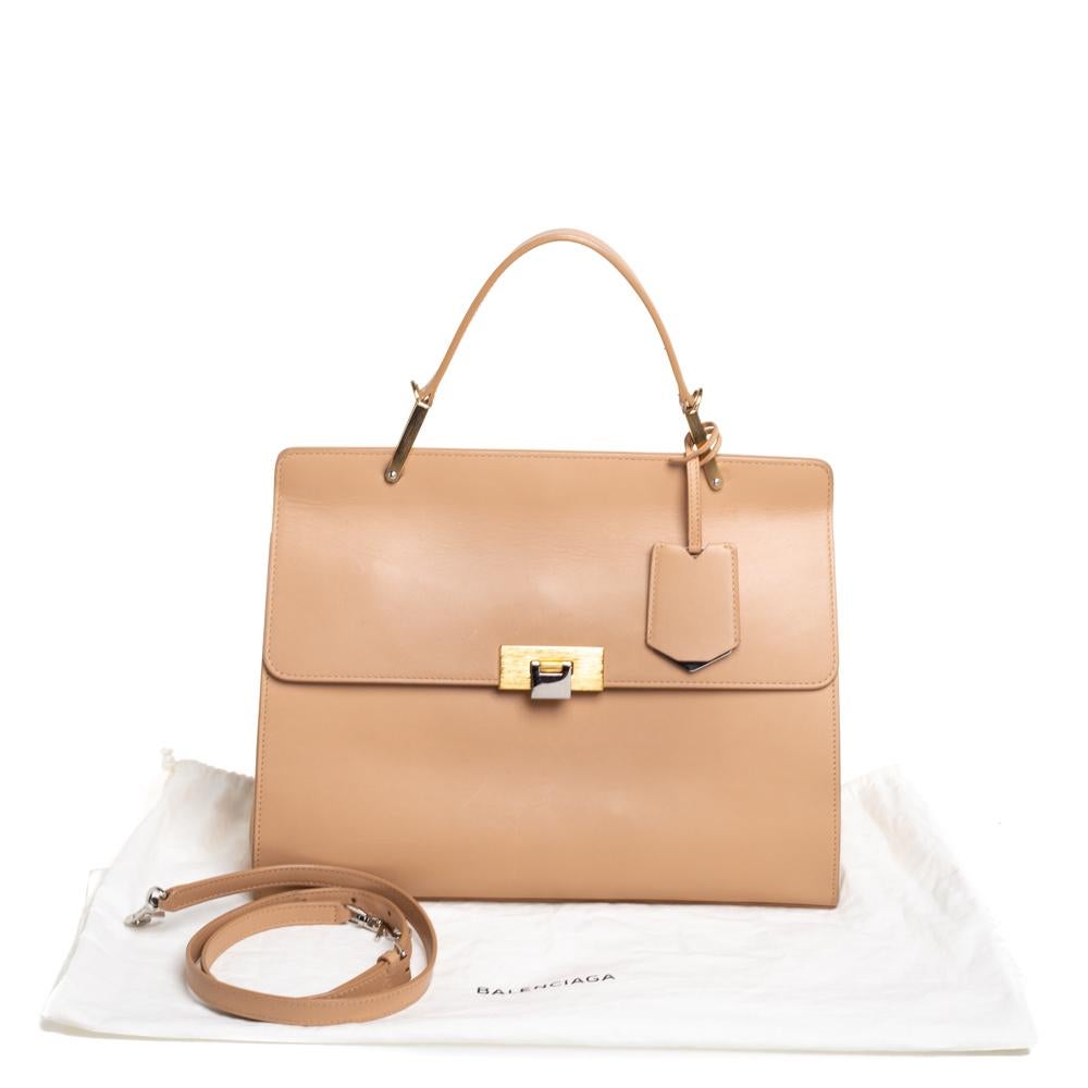 Balenciaga Beige Leather Le Dix Cartable Top Handle Bag 8