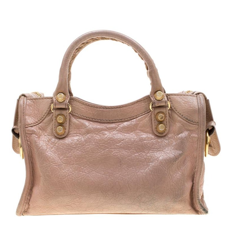 Balenciaga Beige Leather Mini Classic Edge City Bag For Sale at 1stDibs