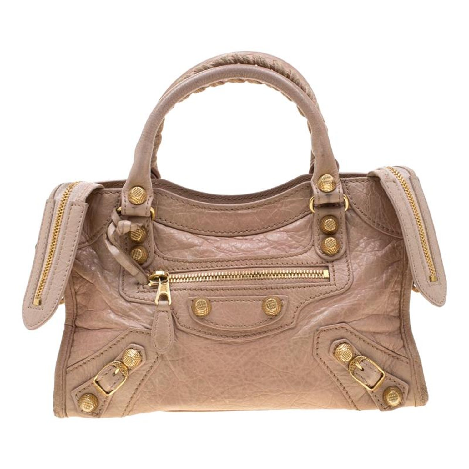 Balenciaga Beige Leather Mini Classic Edge City Bag For Sale at 1stDibs