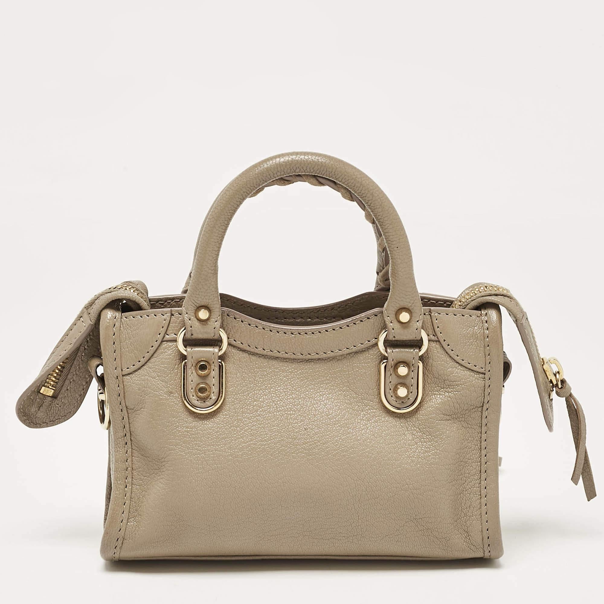 Women's Balenciaga Beige Leather Nano Classic City Tote