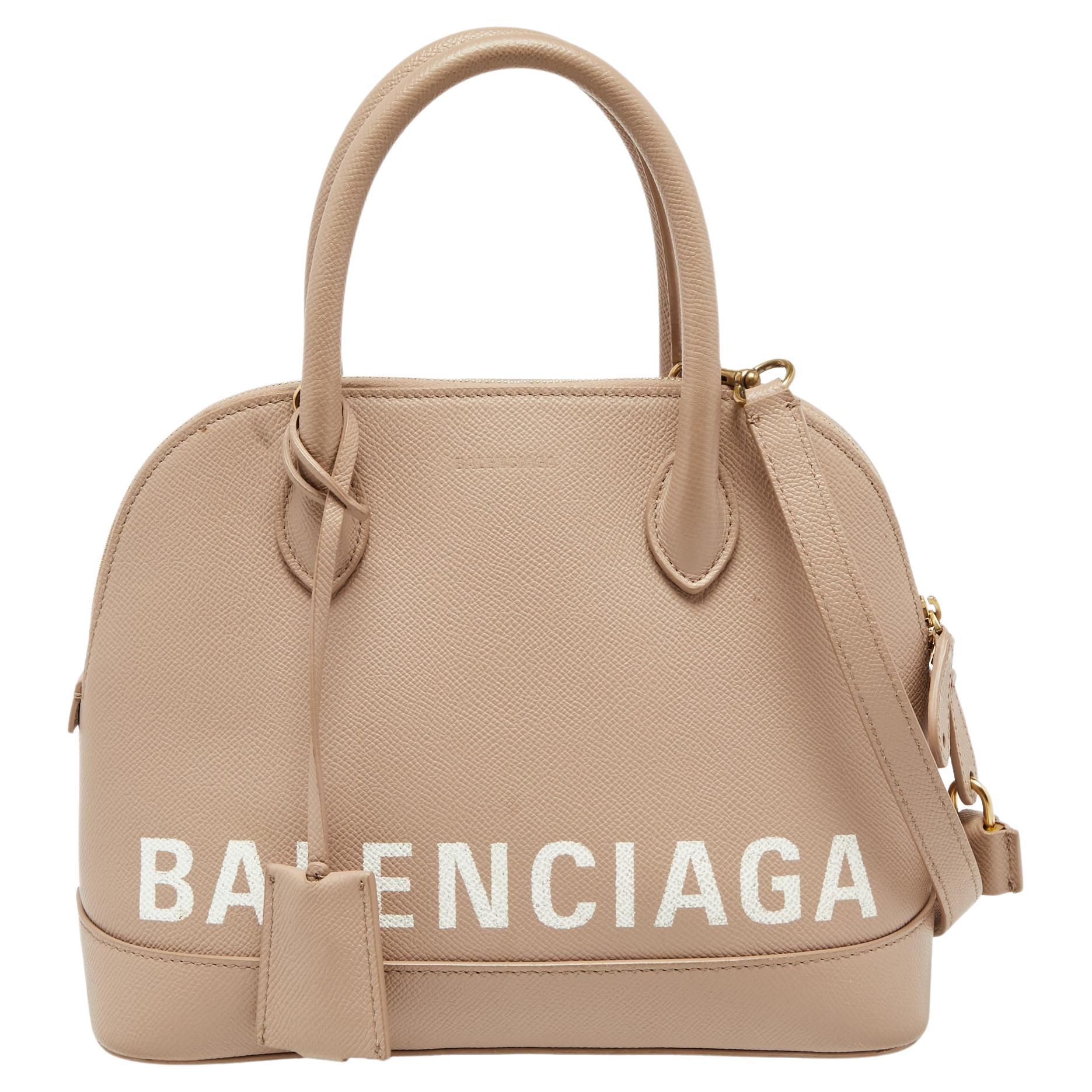 Balenciaga Beige Leather Small Ville Logo Satchel