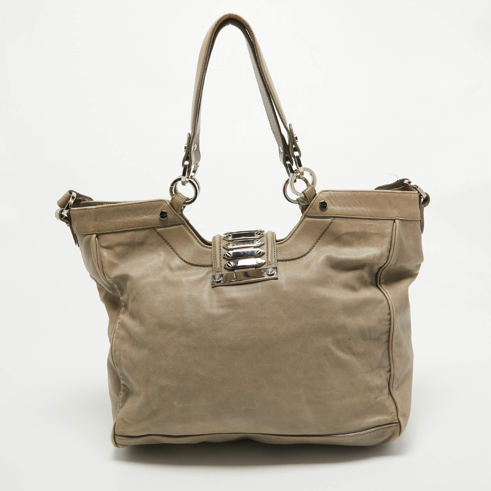 Balenciaga Beige Leather Studded Sac Clous Motorcycle Bag For Sale 1