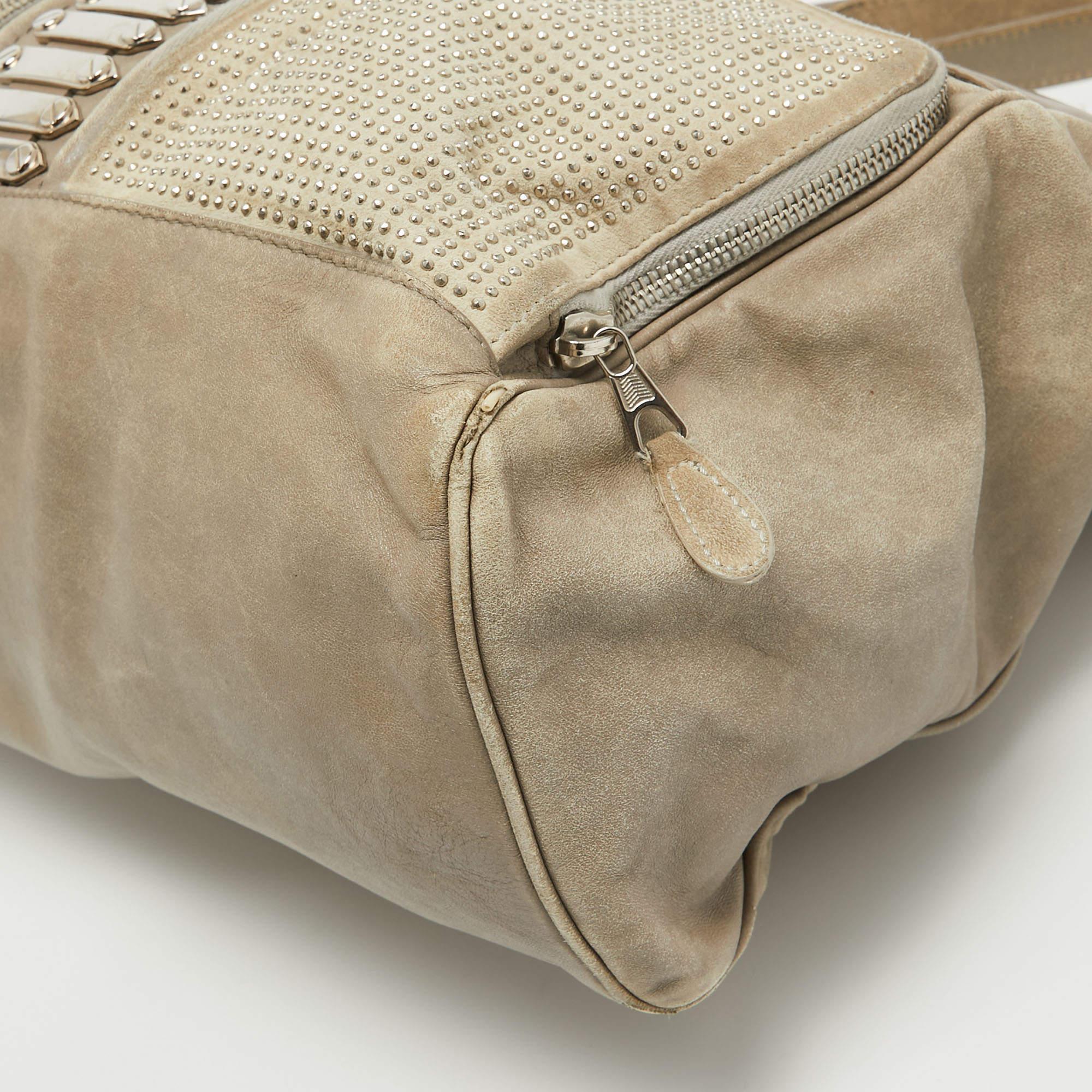 Balenciaga Beige Leather Studded Sac Clous Motorcycle Bag