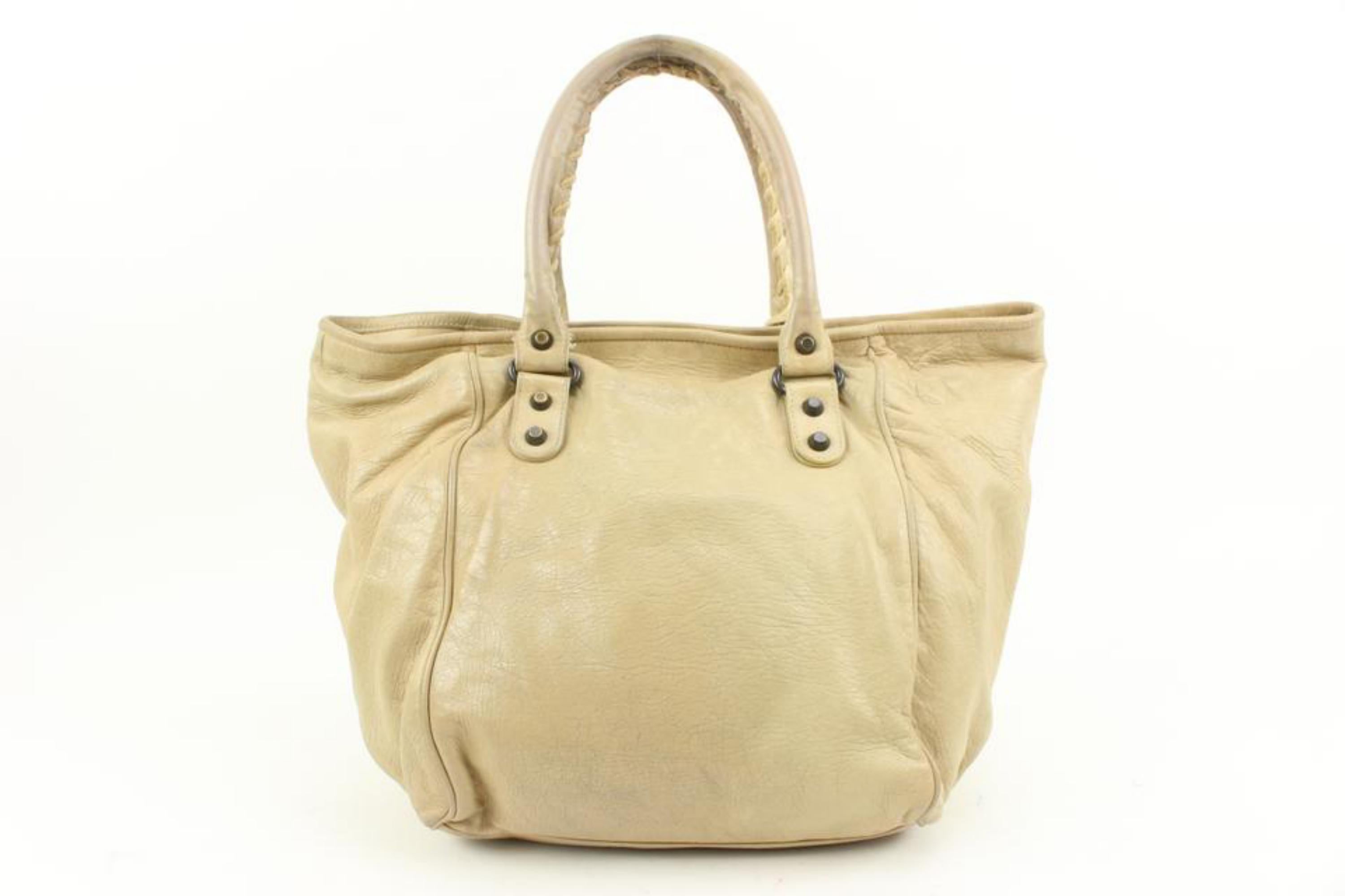 Balenciaga Beige Leather Sunday Tote with Mirror 78ba39s For Sale 2