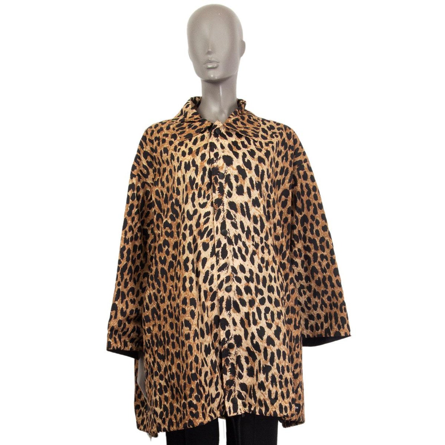 Balenciaga Beige Leopard Nylon Oversized Windbreaker Coat Jacket 36 Xs For Sale At 1stdibs