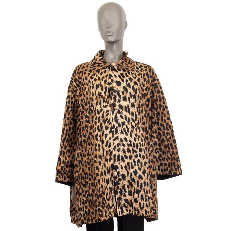 Balenciaga Beige Leopard Nylon Oversized Windbreaker Coat Jacket 36 Xs For Sale At 1stdibs