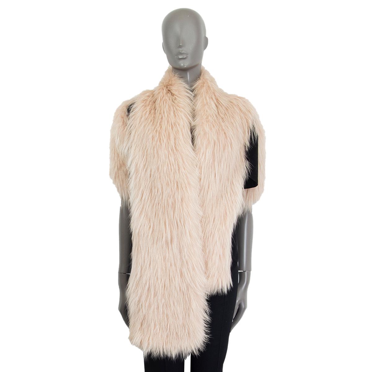 Balenciaga cropped fur bolero in fallow fox fur (60%), black virgin wool (30%) and polyamide (10%) with short sleeves. Has a long asymmetrical shawl collar. Lined in black silk (100%). Has been worn and is in excellent condition. 

Tag Size 38
Size