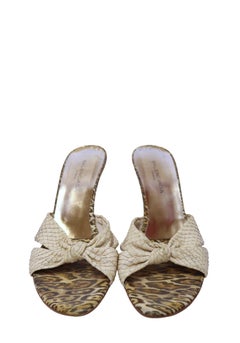Balenciaga Beige Python Leather & Leopard Print Mule Heels - EU 40