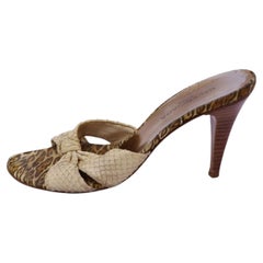 Balenciaga Beige Python Leather & Leopard Print Mule Heels - EU 40