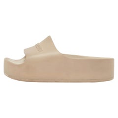 Balenciaga Beige Rubber Logo Chunky Slides Size 36
