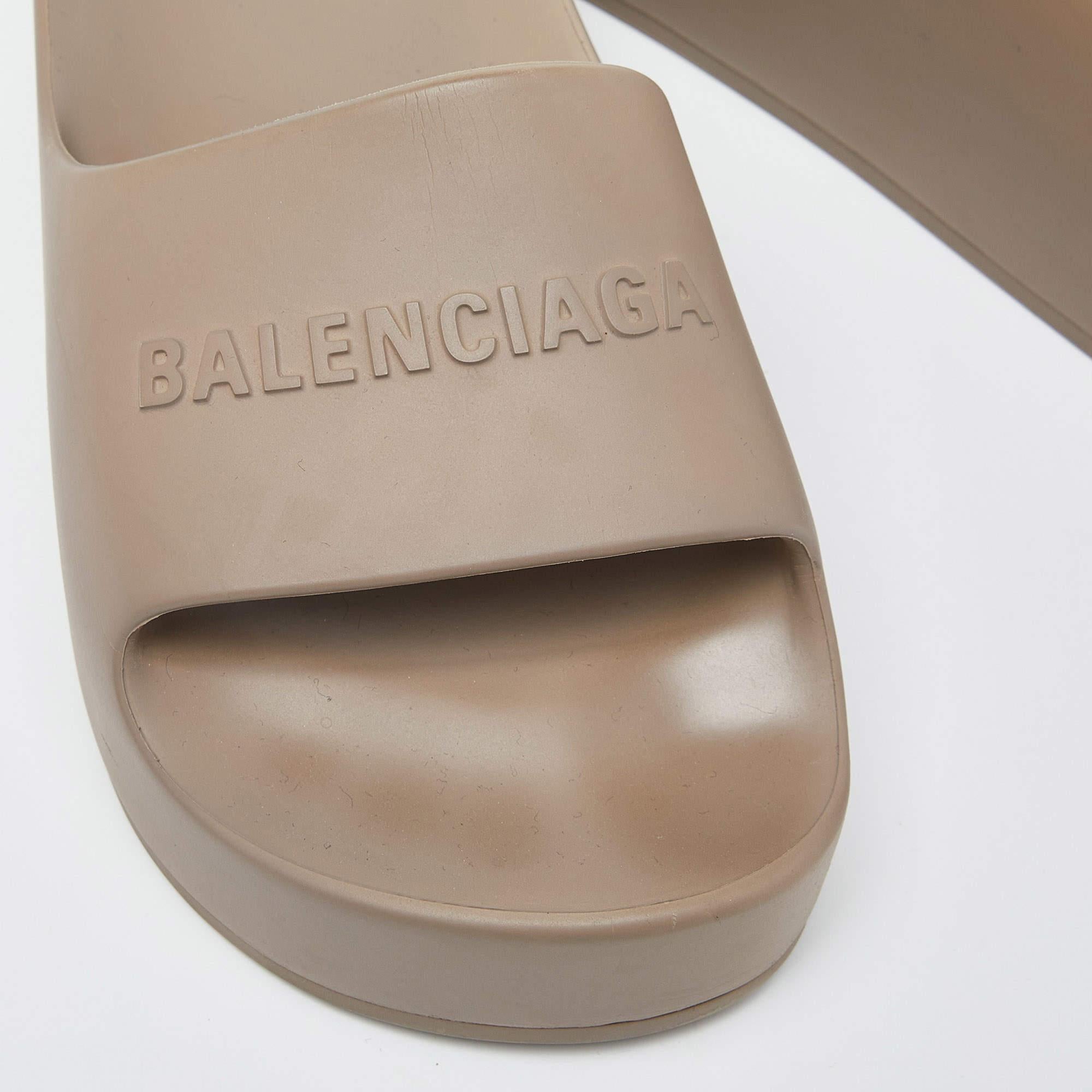 Balenciaga Beige Rubber Mono Platform Slides Size 36 2