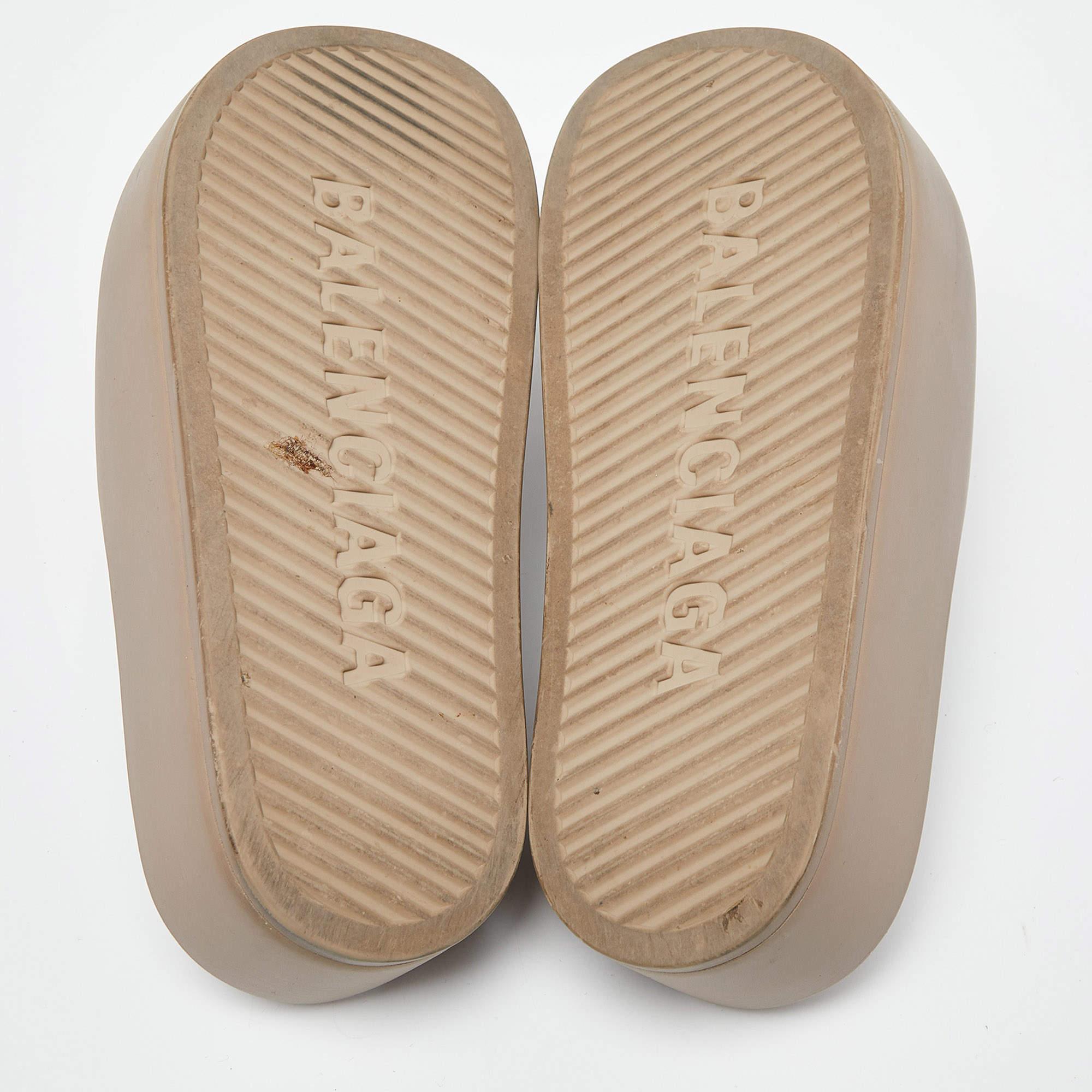 Balenciaga Beige Rubber Mono Platform Slides Size 36 4