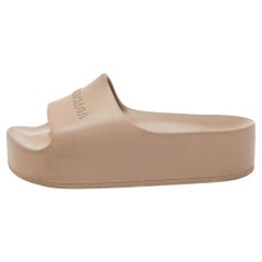 Balenciaga Beige Rubber Mono Platform Slides Size 36