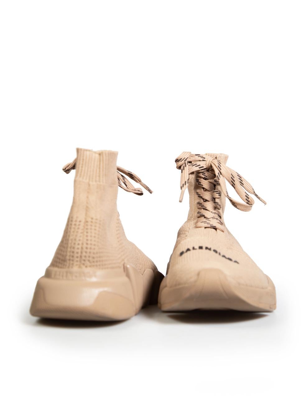 Balenciaga Beige Speed 2.0 Lace-Up Trainers Size UK 2 In Good Condition In London, GB