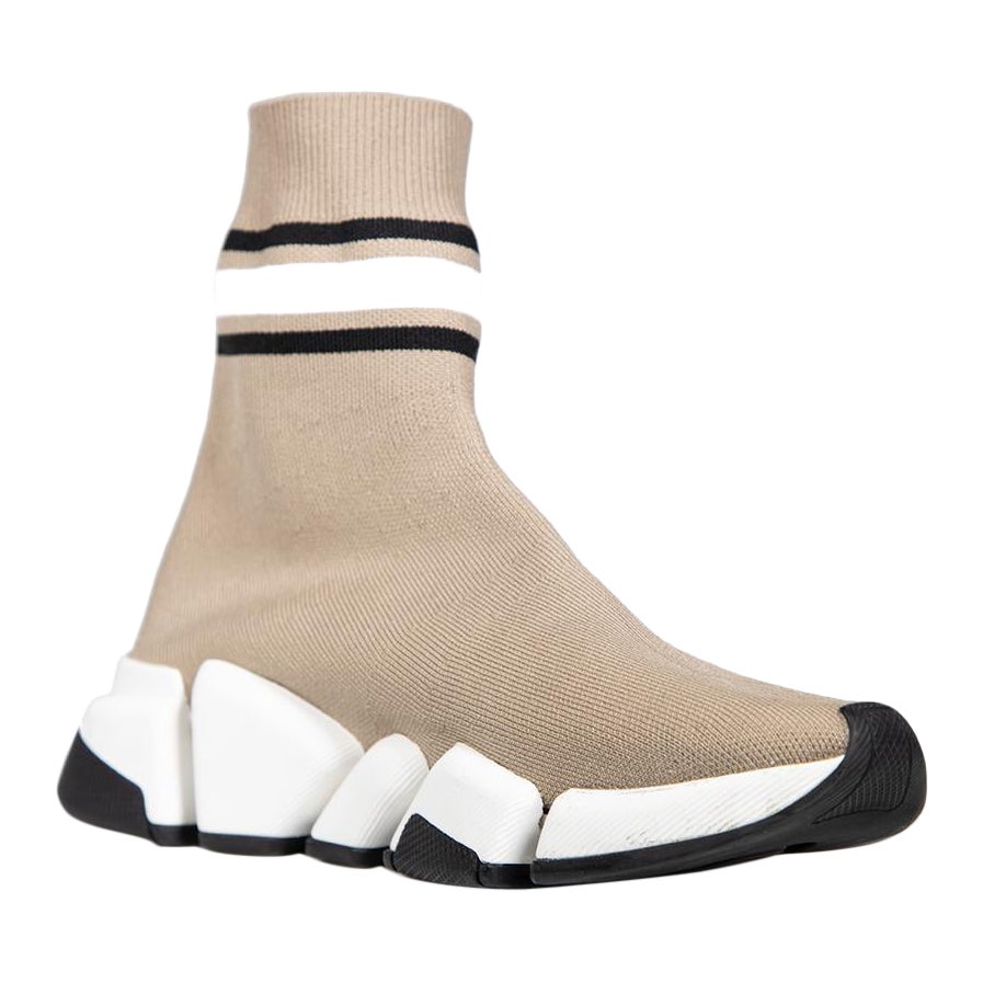 Balenciaga Beige Speed 2.0 Socken-Turnschuhe Größe IT 36