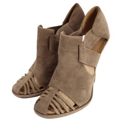 Balenciaga Beige Suede Cut-Out Sandal Heels - EU 40