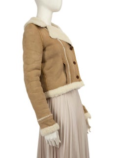 Balenciaga Beige Suede Shearling Buttoned Jacket Size M