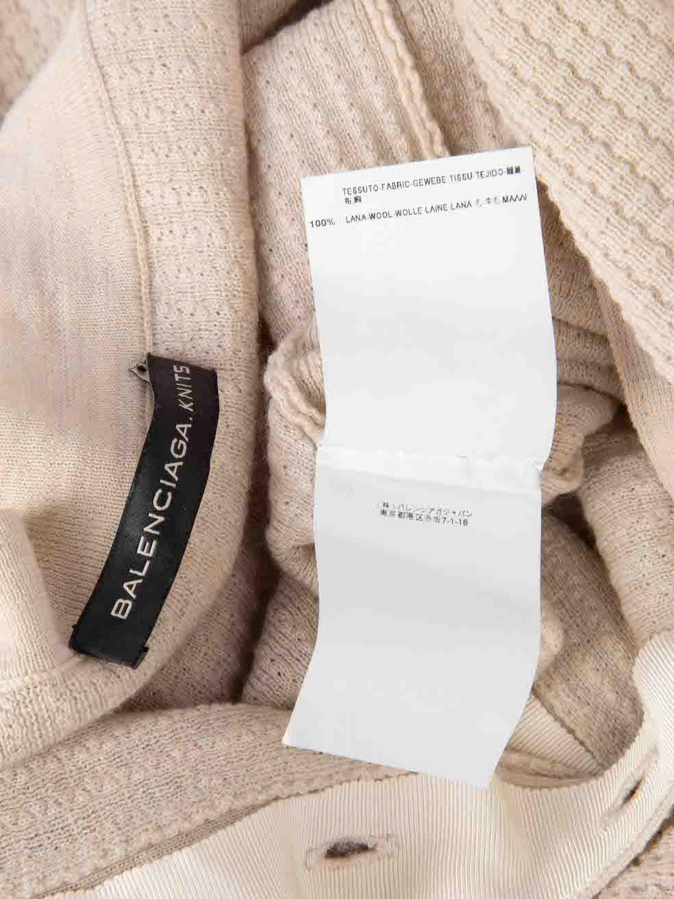 Balenciaga Beige Wolle Motorrad-Strickjacke mit Knopfleiste Größe XL im Angebot 2
