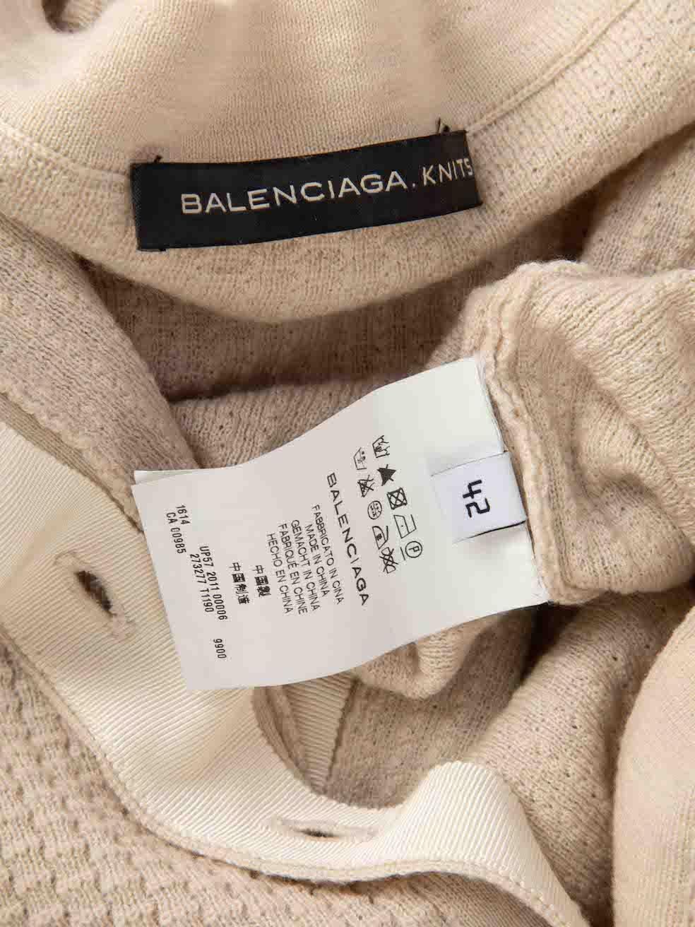 Balenciaga Beige Wolle Motorrad-Strickjacke mit Knopfleiste Größe XL im Angebot 3