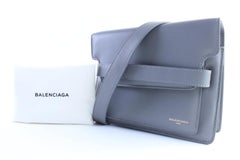 Balenciaga Belted 2balr0618 Grey Leather Shoulder Bag