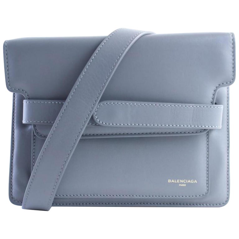 Balenciaga Belted 2balr0618 Grey Leather Shoulder Bag For Sale at 1stDibs