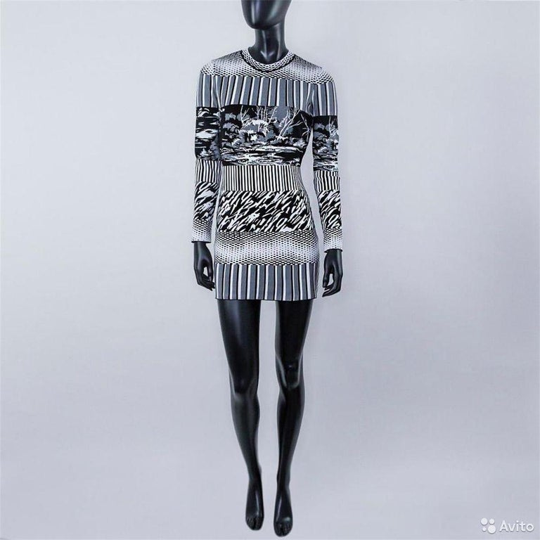 balenciaga bodycon dress Balenciaga Sequined Knit Mini Long Sleeve Dress, Noir, Women's, Small, Casual & Work Dresses Knit Dresses