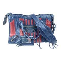 Balenciaga Bicolor Small City 2way with Strap Navy Red 2bal73 Blue Leather Shoul