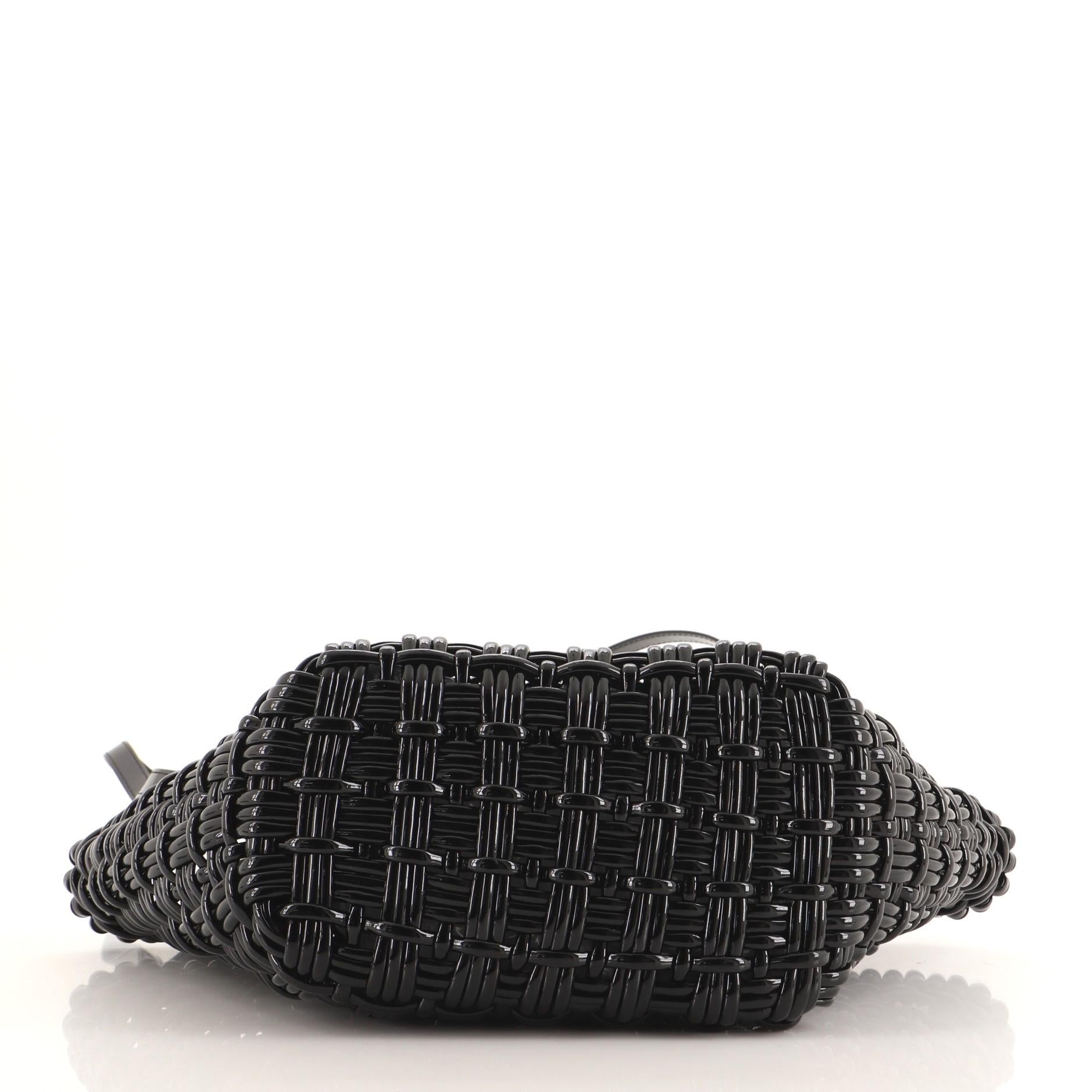Black Balenciaga Bistrot Panier Bag Woven Leather XS
