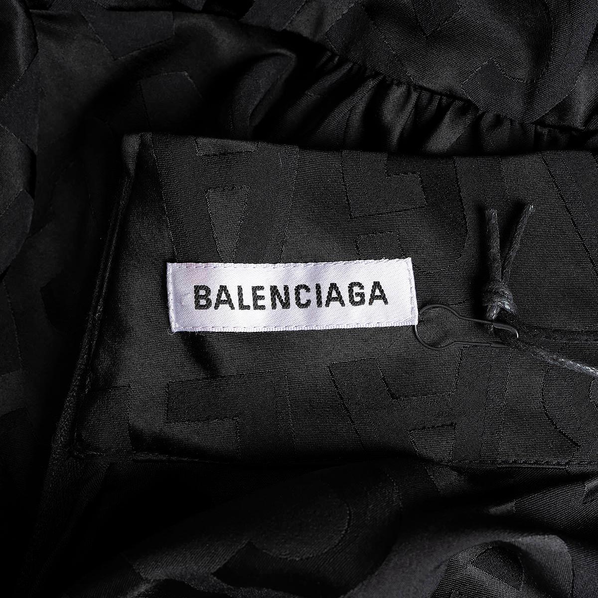 BALENCIAGA black 2020 UPSIDE DOWN HIGH NECK LOGO SATIN Blouse Shirt 36 XS For Sale 4