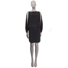 BALENCIAGA black acetate COLD SHOULDER BATWING Cocktail Dress 38 S