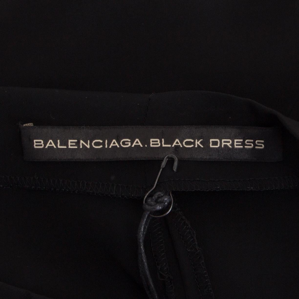 Women's BALENCIAGA black acetate COLD SHOULDER BATWING Cocktail Dress 38 S For Sale
