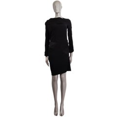 BALENCIAGA black acetate DRAPED SHEATH Dress 38 S