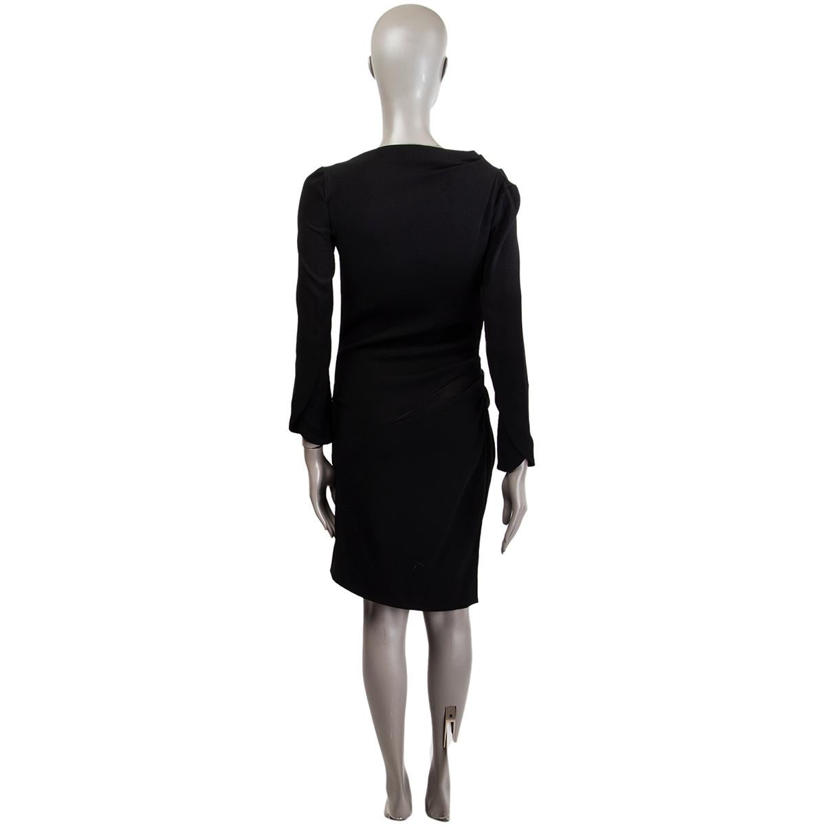 BALENCIAGA black acetate DRAPED SHEATH Dress 38 S In Excellent Condition For Sale In Zürich, CH