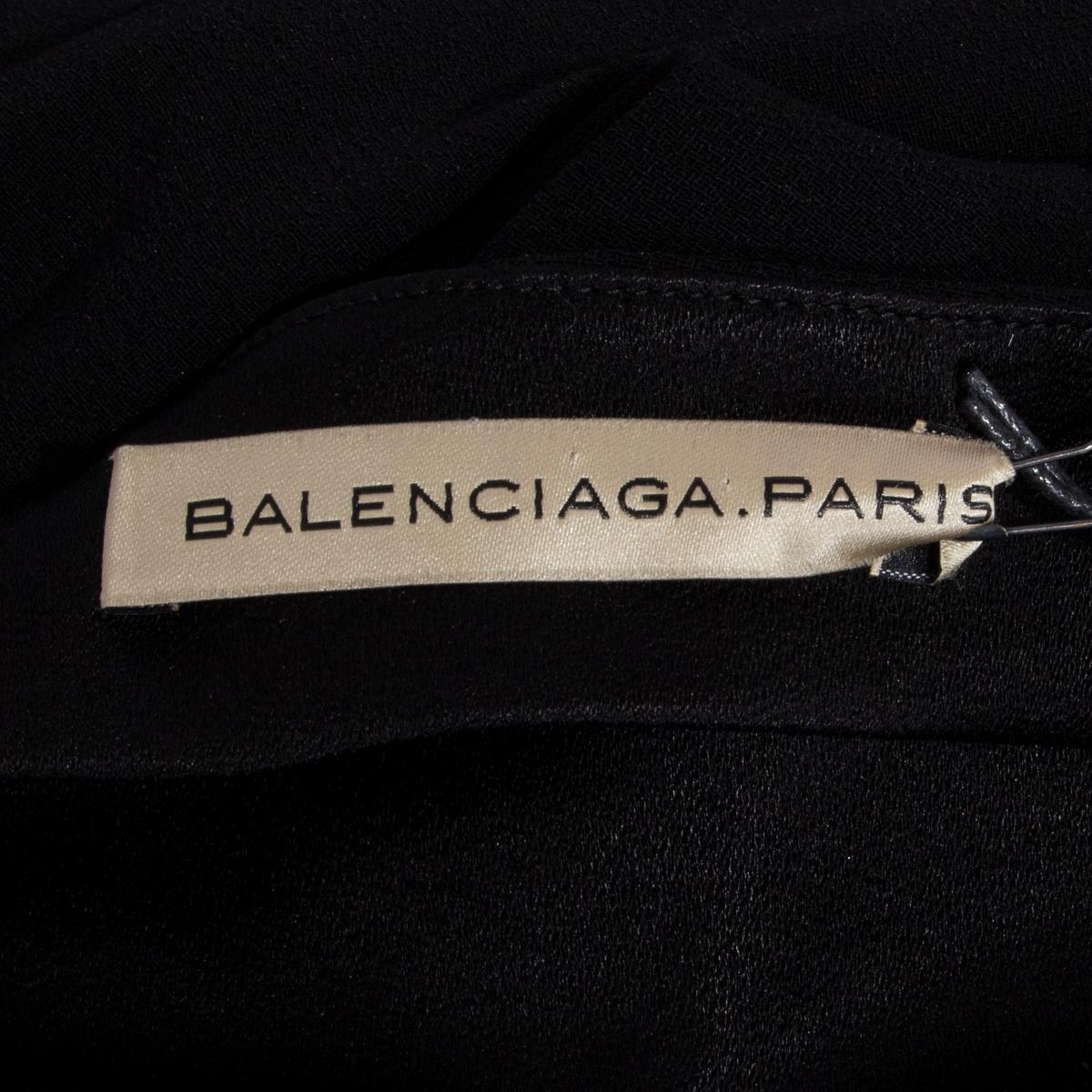 BALENCIAGA - Robe en acétate noir drapée, taille 38 S Pour femmes en vente