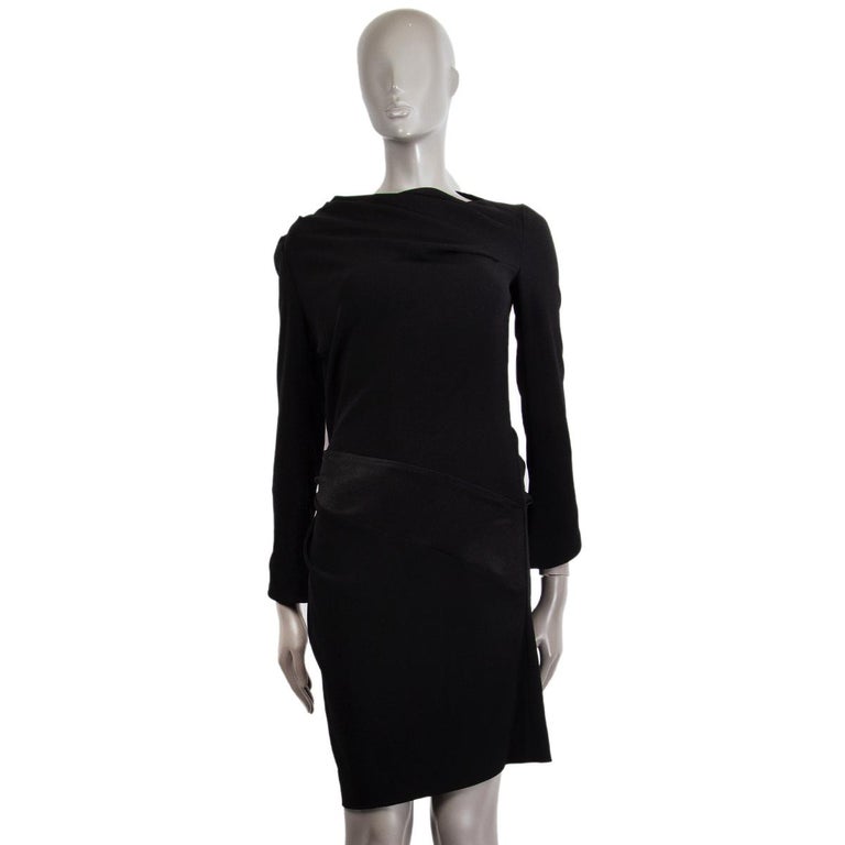 BALENCIAGA black acetate DRAPED SHEATH Dress 38 S For Sale at 1stDibs