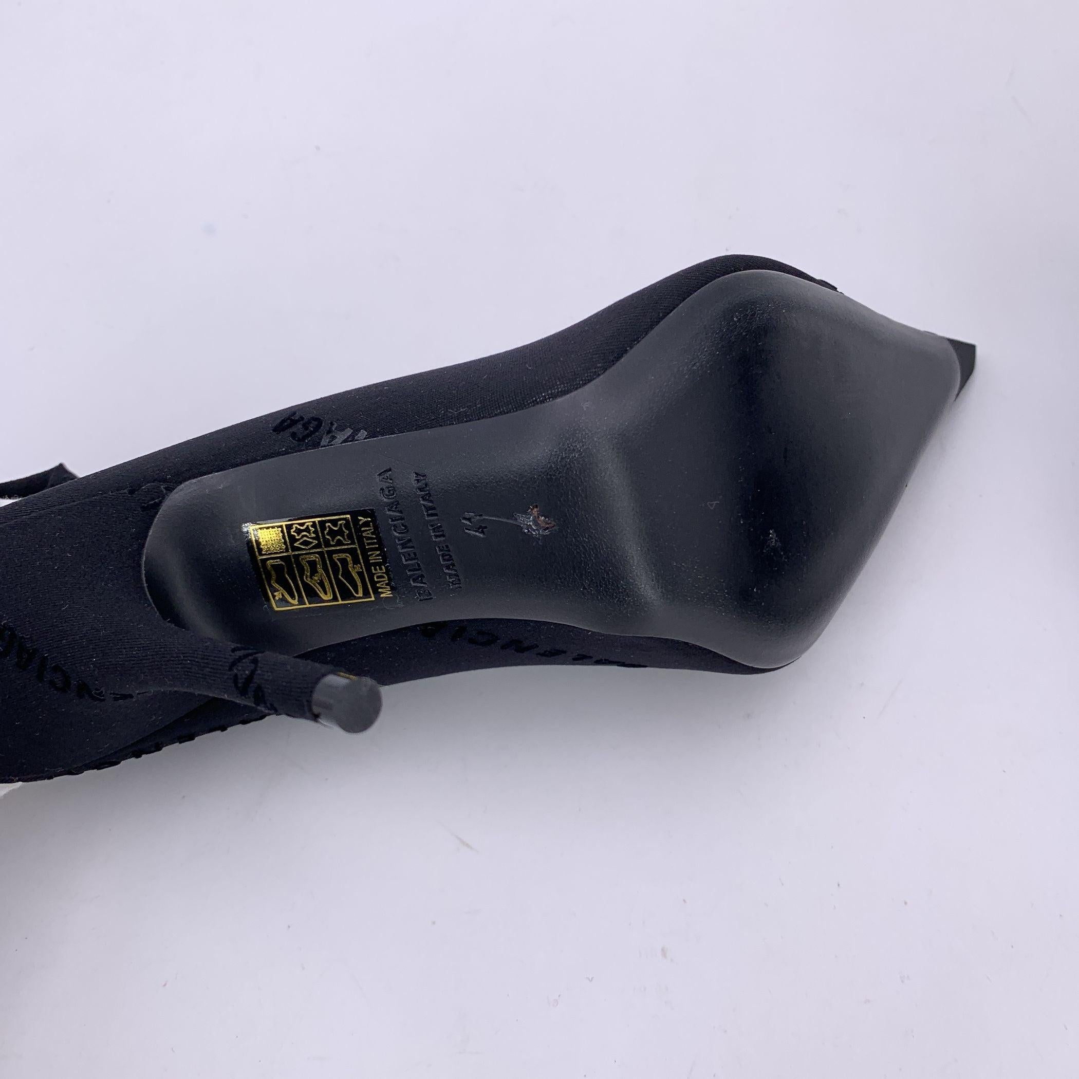 Balenciaga Black All Over Logo Naked Bootie Heeled Sock Shoes Size 41 For Sale 1