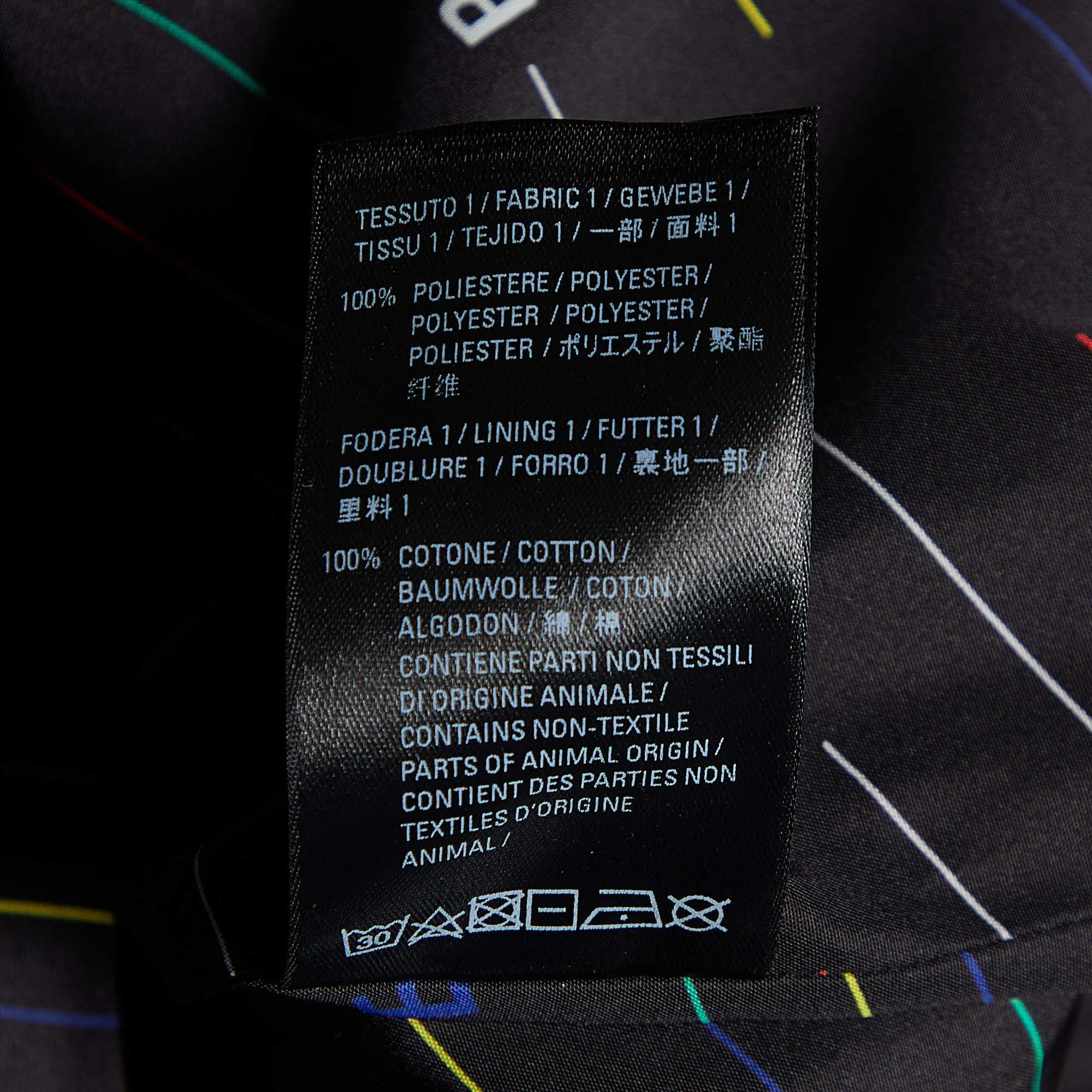 Balenciaga Black All Over Logo Print Technical Oversized Coat S For Sale 1