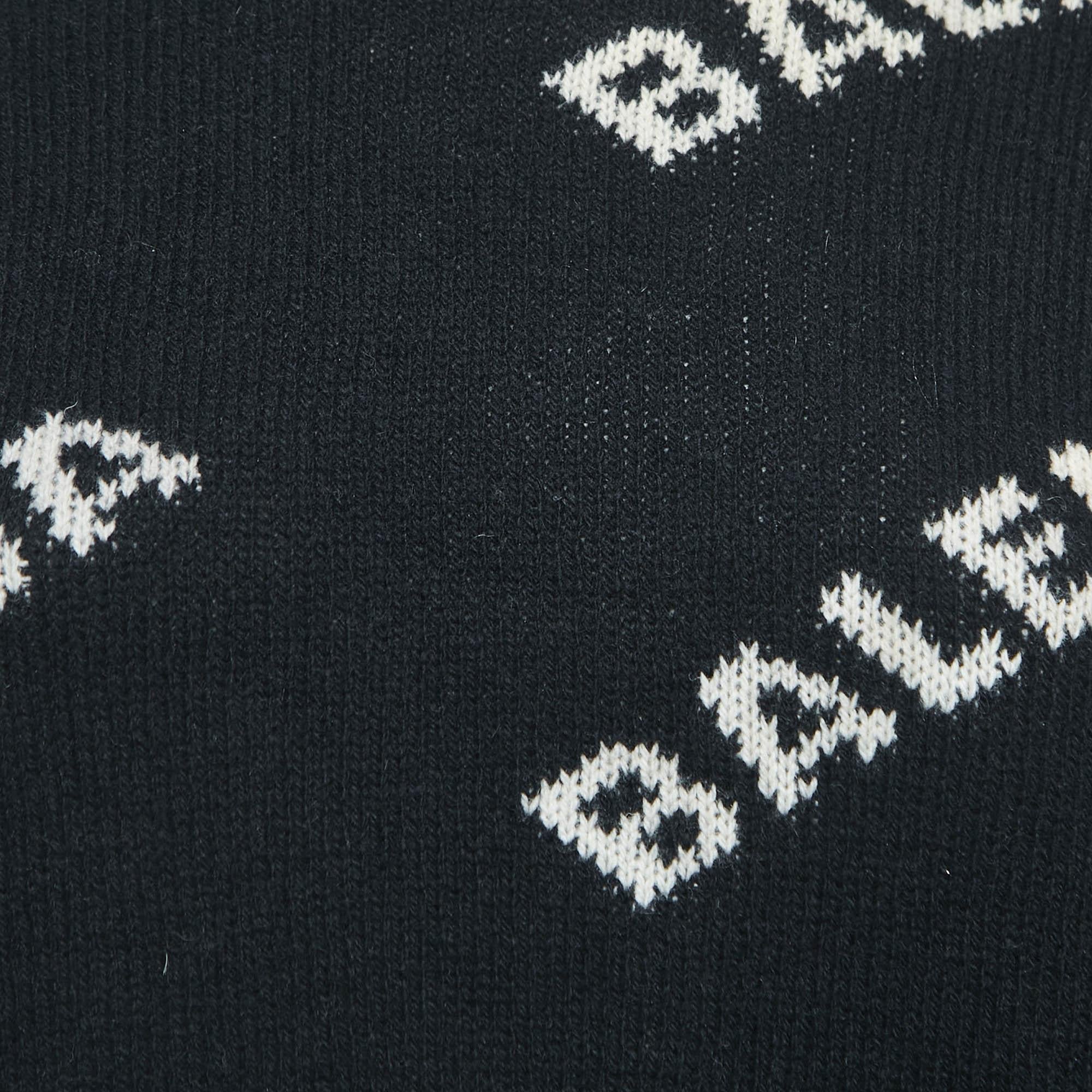 Balenciaga Black All-Over Logo Wool-Blend Jumper S In Good Condition For Sale In Dubai, Al Qouz 2