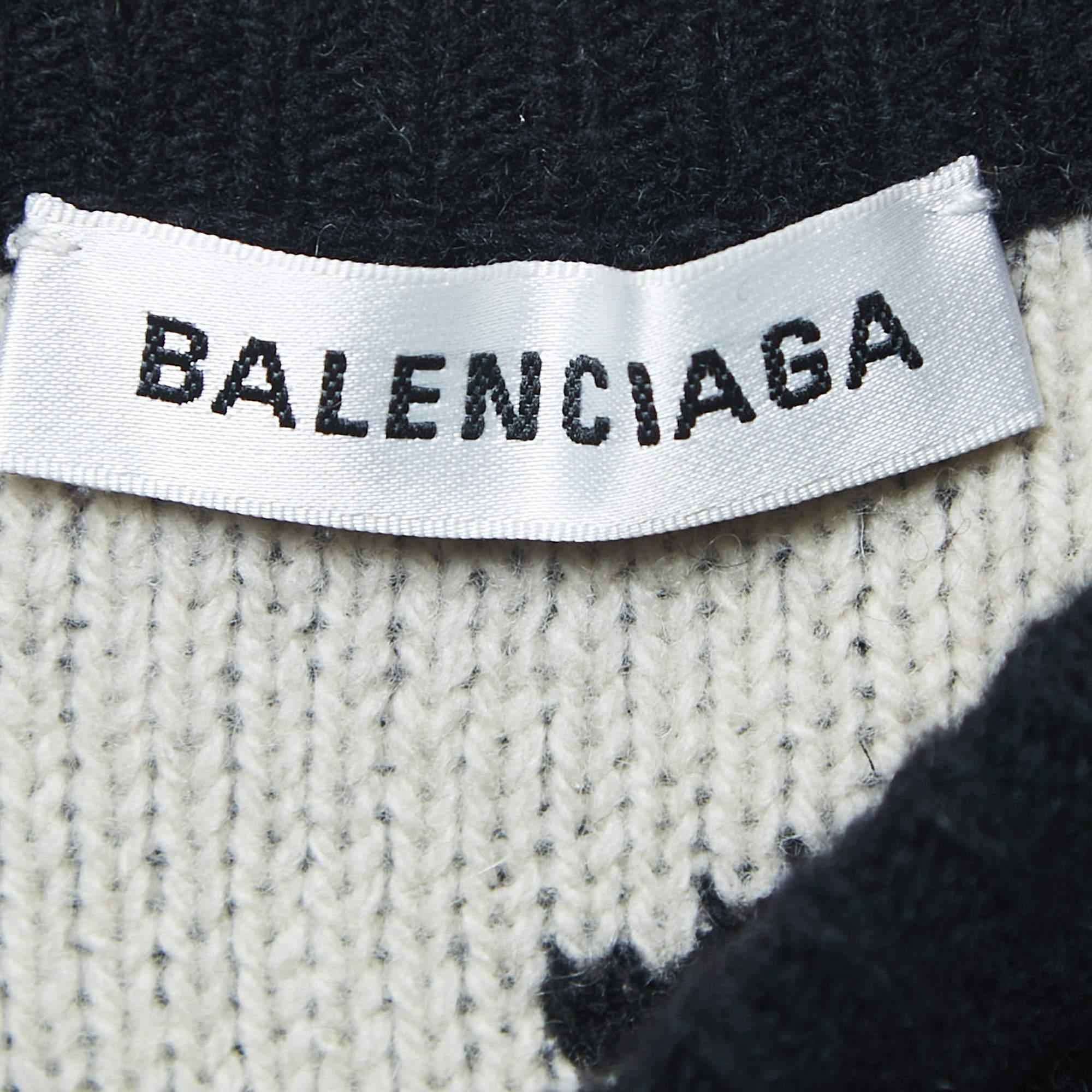 Women's Balenciaga Black All-Over Logo Wool-Blend Jumper S For Sale