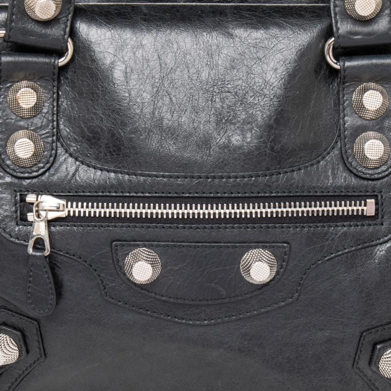 Balenciaga Black Anthracite Leather Giant Hardware Midday Bag 4