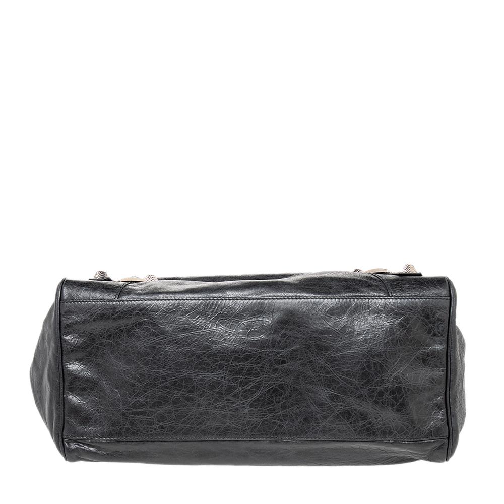 Women's Balenciaga Black Anthracite Leather Giant Hardware Midday Bag