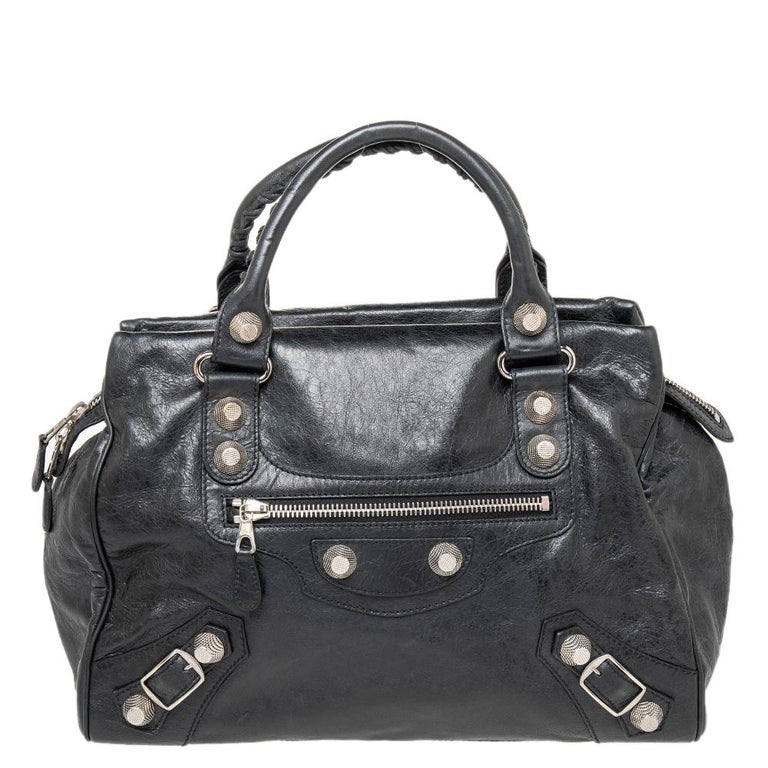 Balenciaga Black Anthracite Leather Giant Hardware Midday Bag at 1stDibs