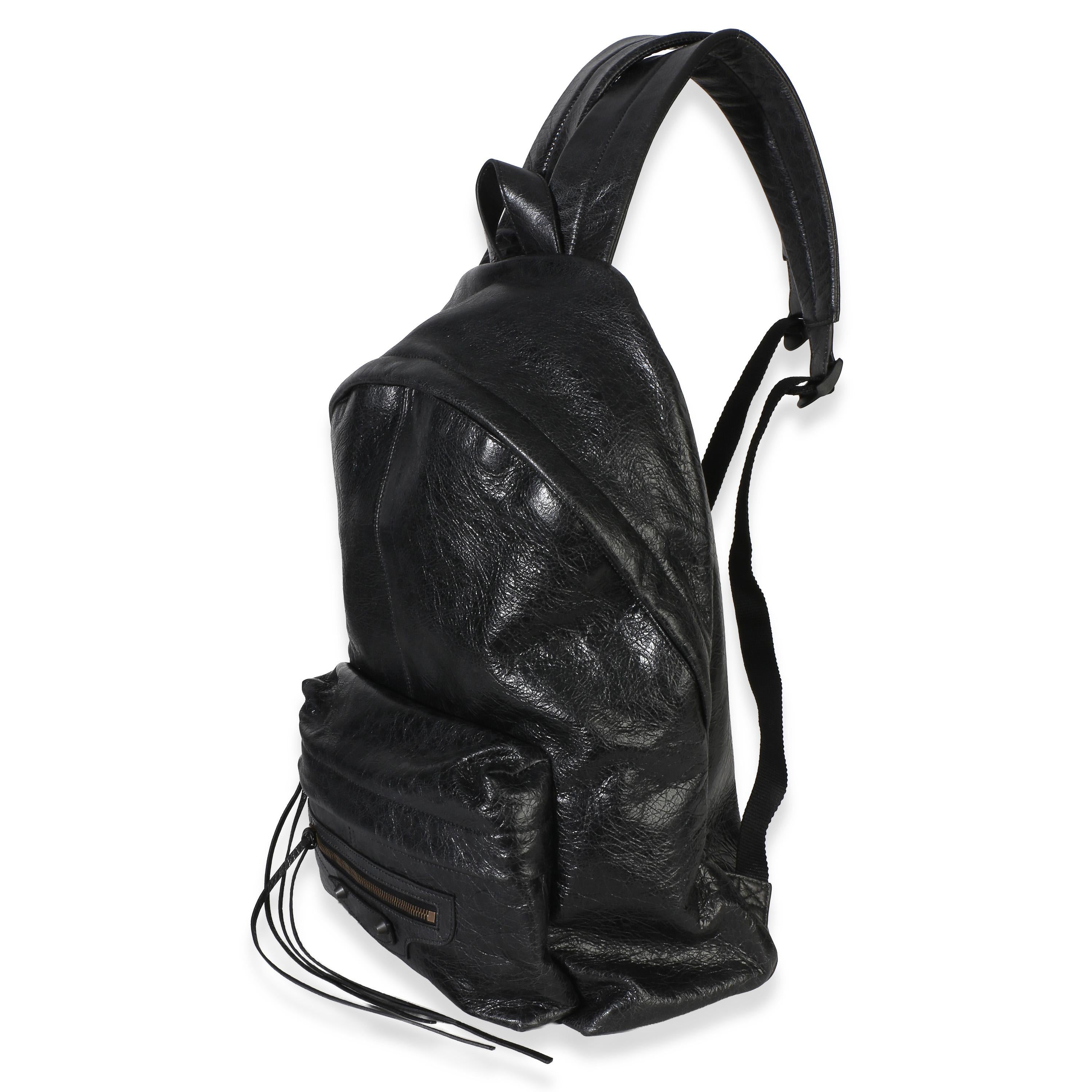 Balenciaga Black Arena Lambskin Le City Backpack View 4