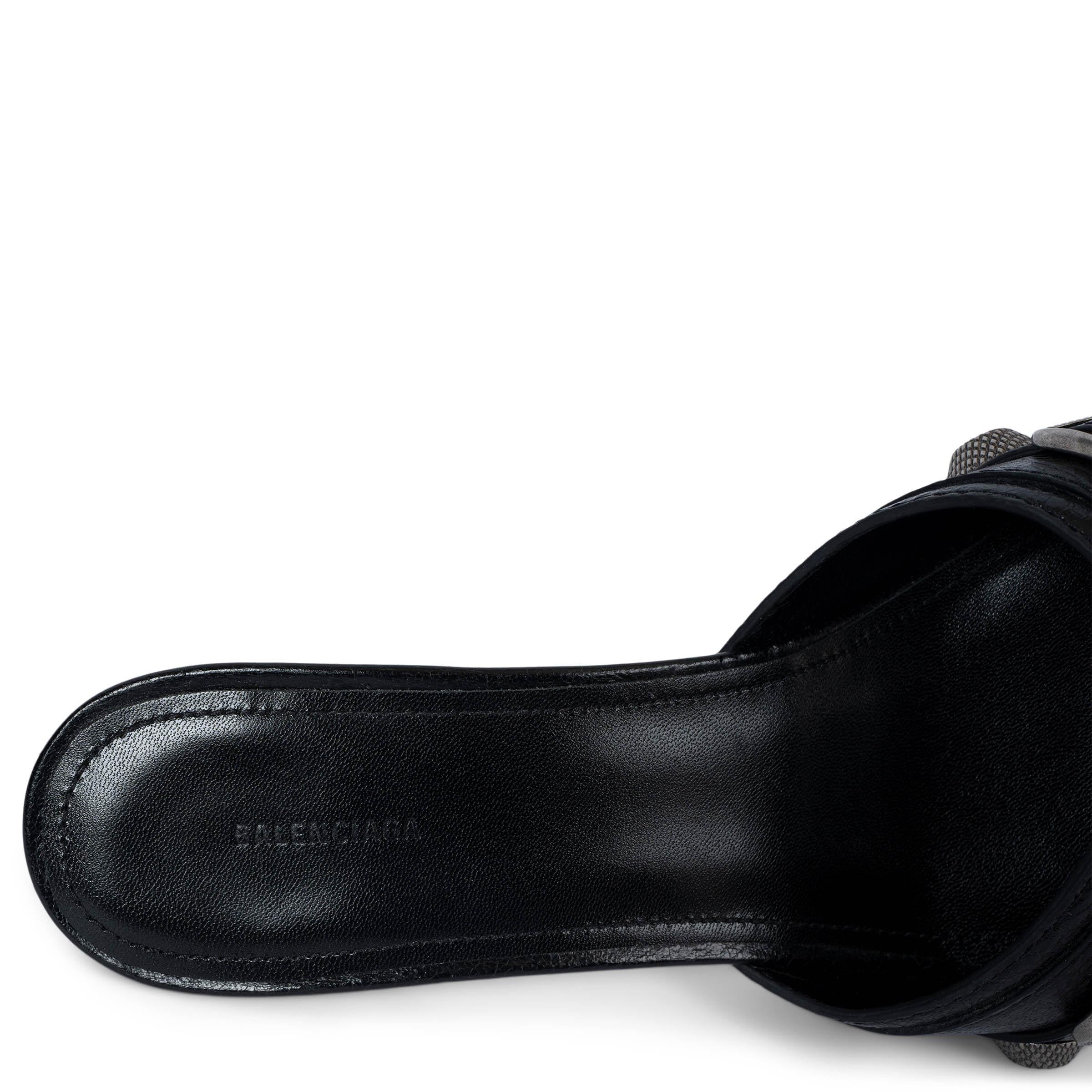 BALENCIAGA black Arena leather CAGOLE 70 Mule Sandals Shoes 38 fit 39 For Sale 1