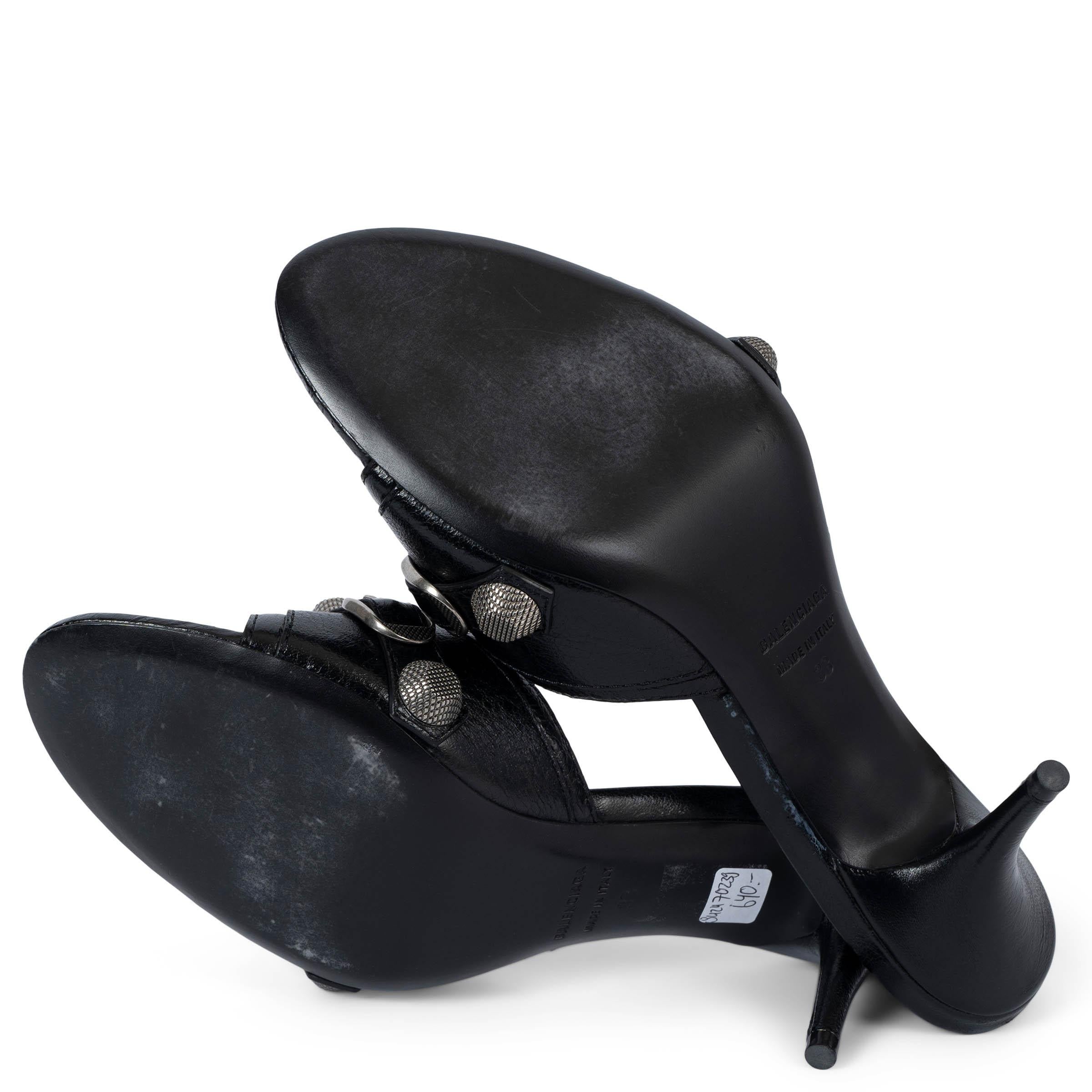 BALENCIAGA black Arena leather CAGOLE 70 Mule Sandals Shoes 38 fit 39 For Sale 2