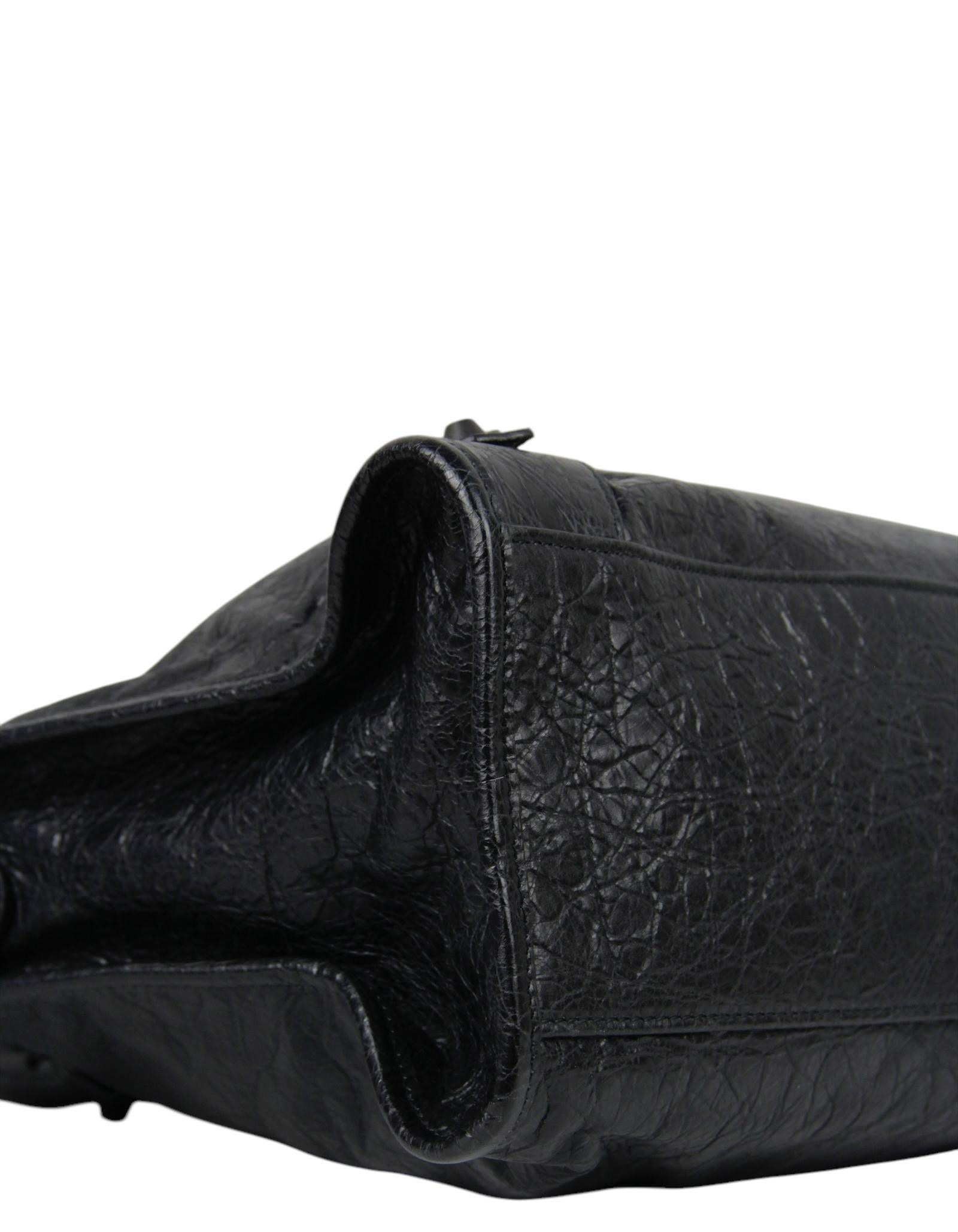 Balenciaga Black Arena Storico Lambskin Leather Medium Le City Bag w/ Brass 2